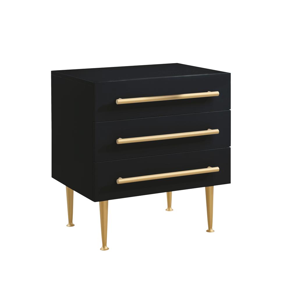 Bellanova Black Nightstand with Gold Accents. Picture 1