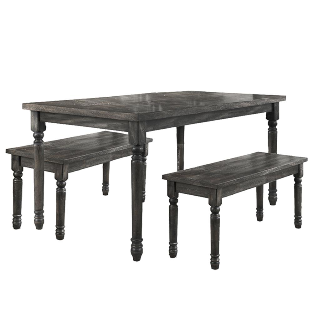 Best Master Demi 3-Piece Birch Wood Dining Set in Smoked Grey. Picture 1