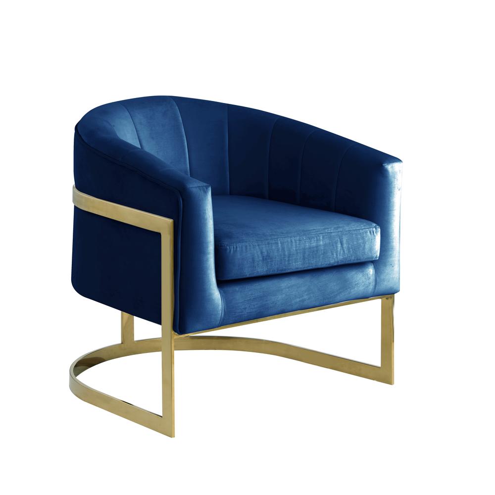 Traxmon Velvet Upholstered Accent Chair in Blue Velvet. Picture 1