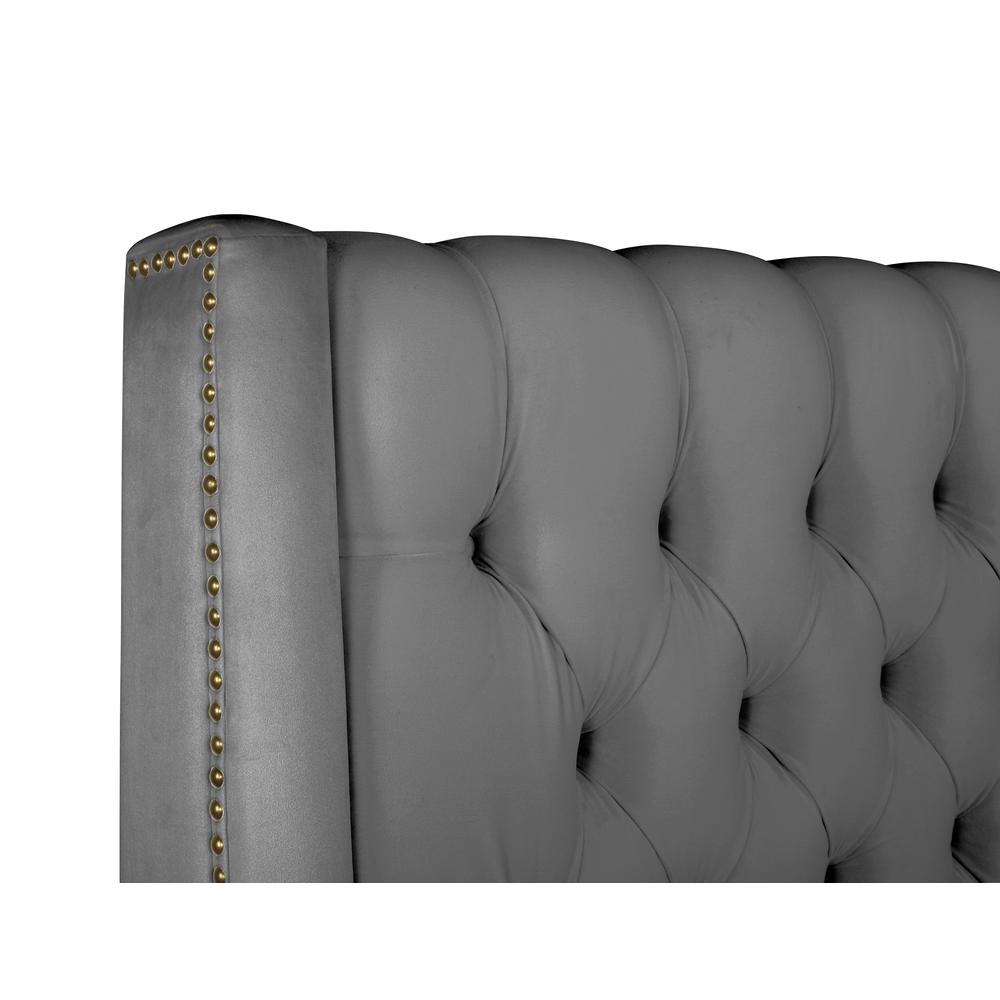 Best Master Bellanova Gray Tufted Velvet King Platform Bed. Picture 2