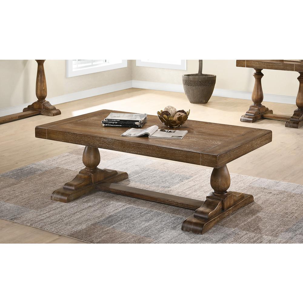 Best Master Furniture Amy 52" Transitional Wood Coffee Table in Driftwood. Picture 2