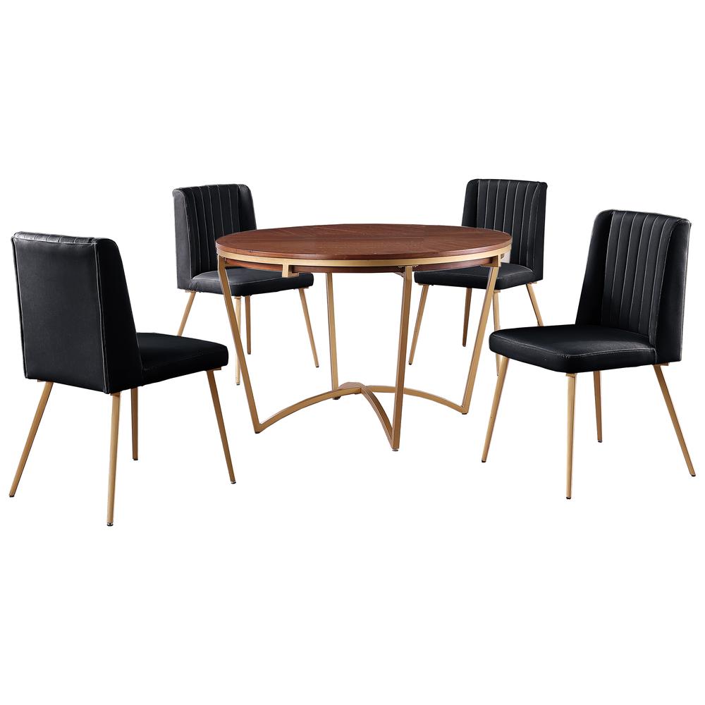 Newport 5-piece Round Dining Set in Black. The main picture.