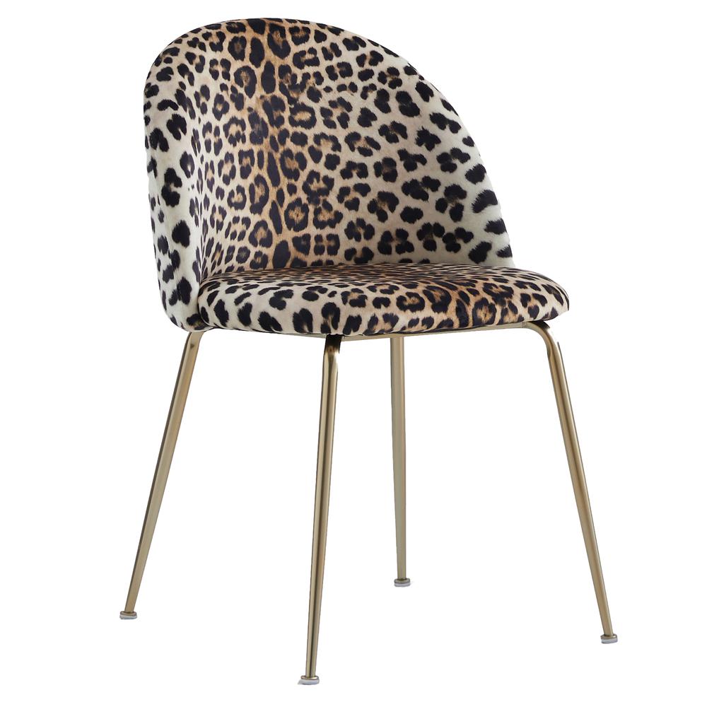 Miramar Leopard Print Velvet Metal Dining Chairs (Set of 2). Picture 1