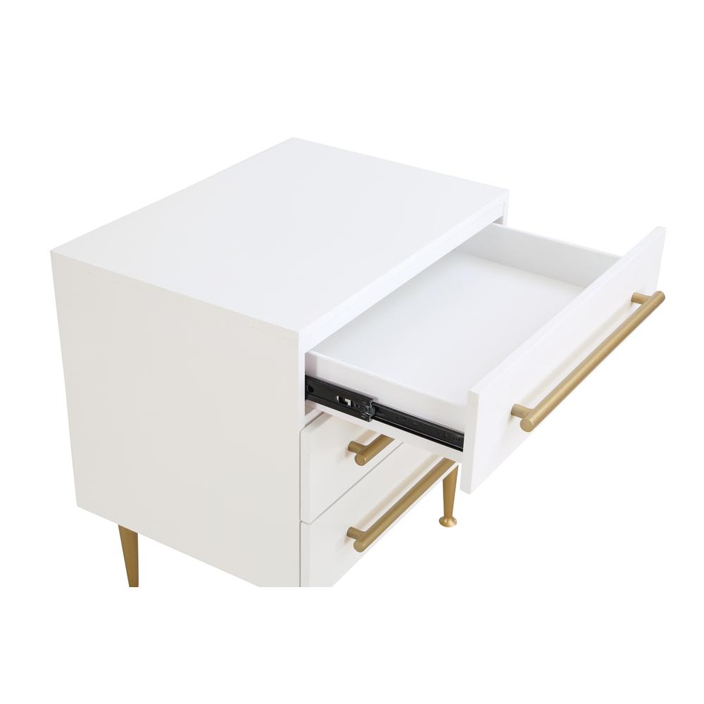 Bellanova White Nightstand with Gold Accents. Picture 2