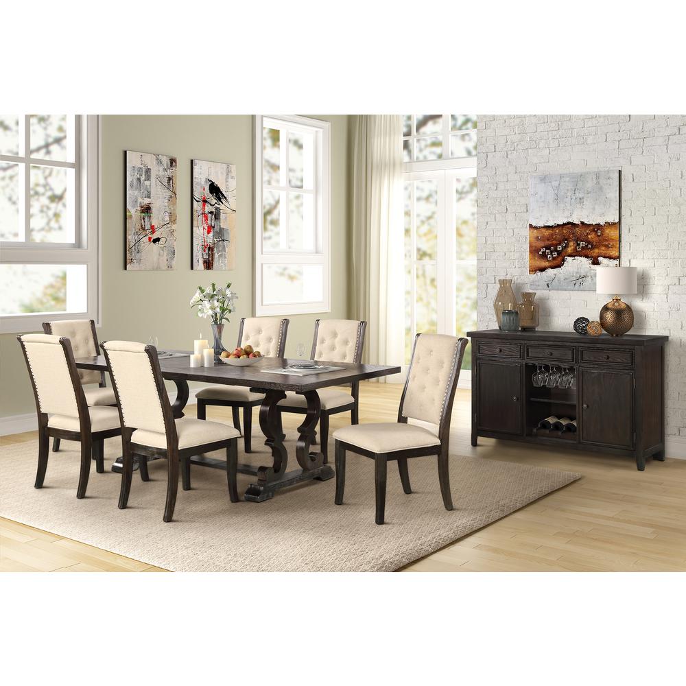 Best Master Furniture 90" Rectangular Solid Wood Dining Table in Brown. Picture 2