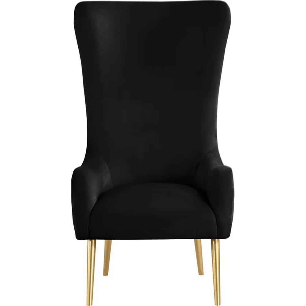 Venetian Black Tufted Velvet High Back Arm Chair. Picture 2