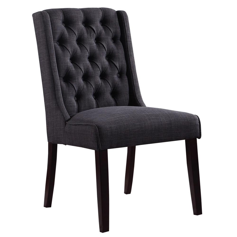 Newport Upholstered Side Chairs With Tufted Back, Set of 2, Black Charcoal. Picture 2
