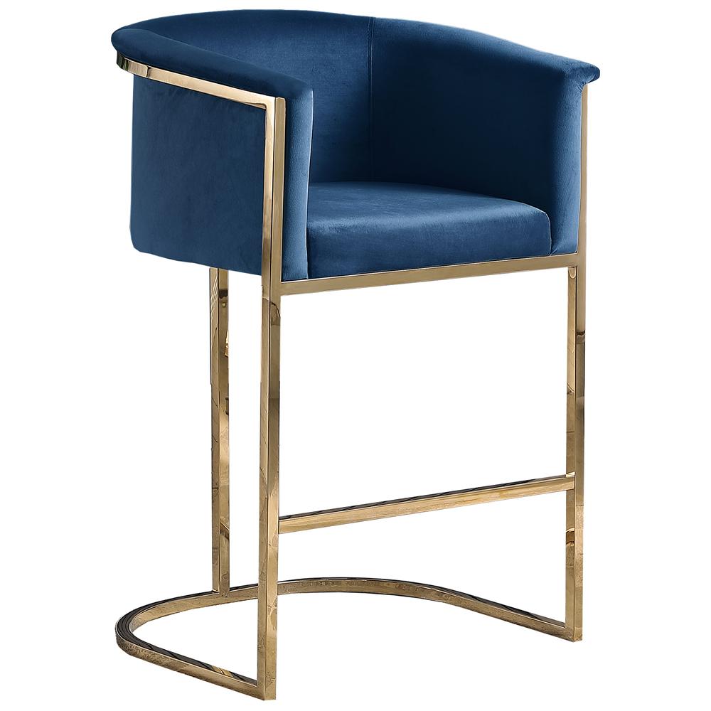 Lexie Blue Bar Stools with Gold Base(Set of 2). The main picture.