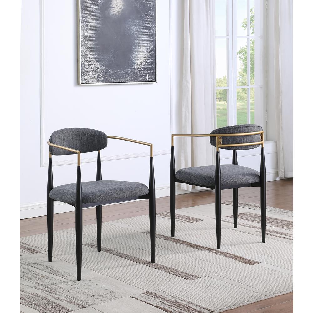 Gottfrid Grey Linen Dining Chairs, Set of 2. Picture 3