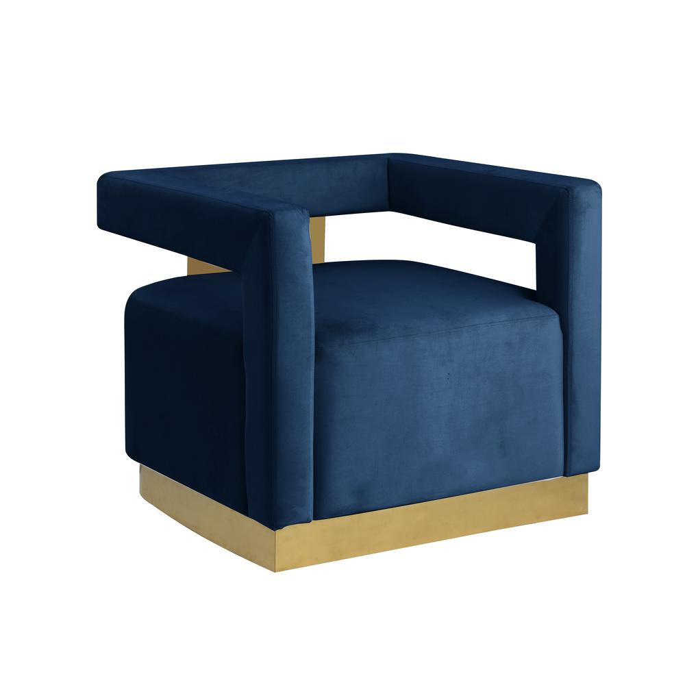 Connor Velvet Upholstered Accent Chair in Blue. Picture 1