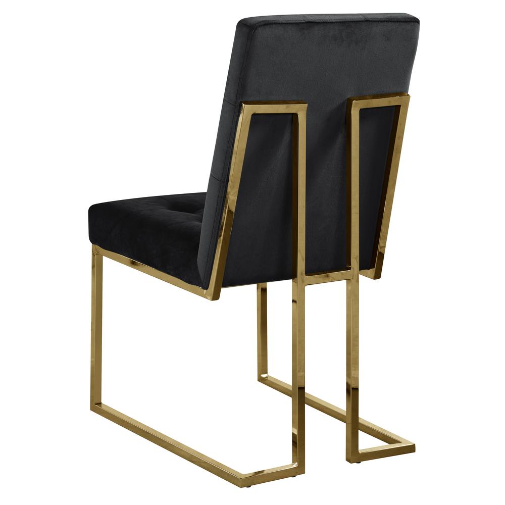 Modern Velvet Fabric Dining Chair in Black/Gold (Set of 2). Picture 3