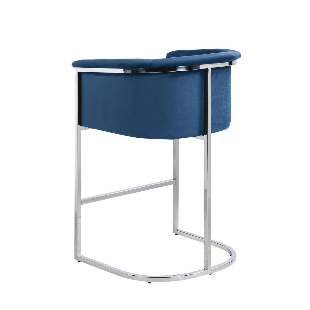 Lexie Blue Bar Stools with Silver Base(Set of 2). Picture 3