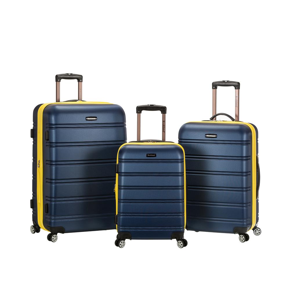 Melbourne 3 Pc Abs Luggage Set, Navy. Picture 1