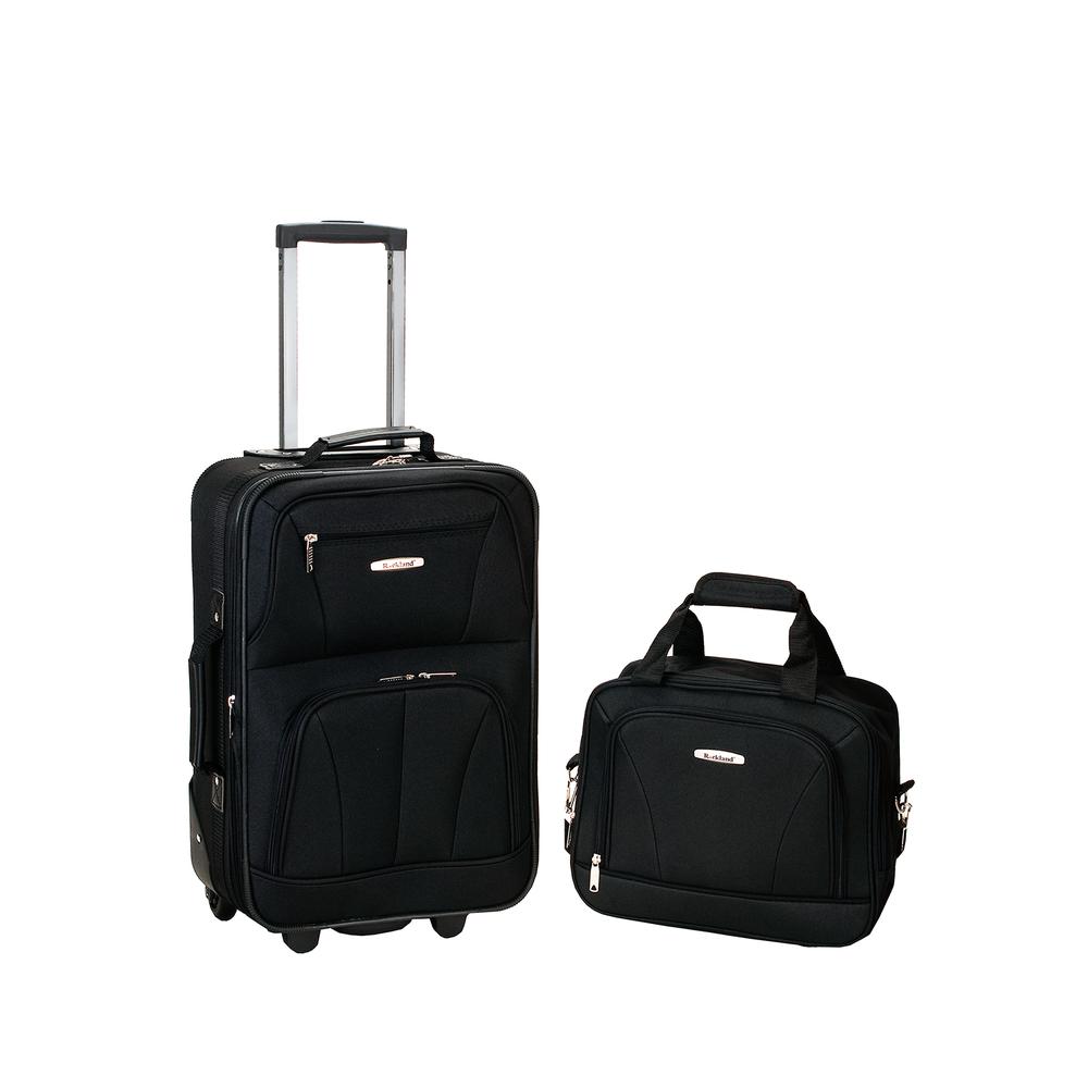 2 Pc Black Luggage Set, Black. Picture 1