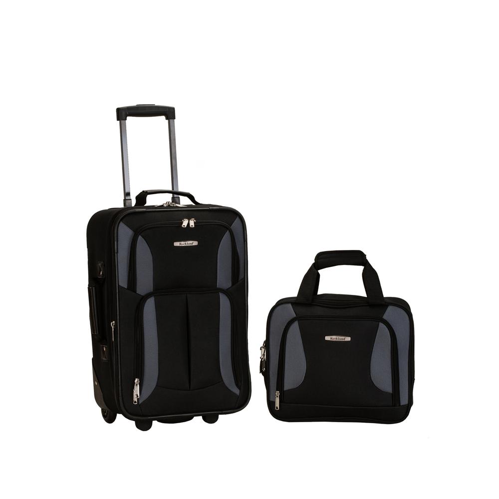 2 Pc Black Luggage Set, Black. Picture 9