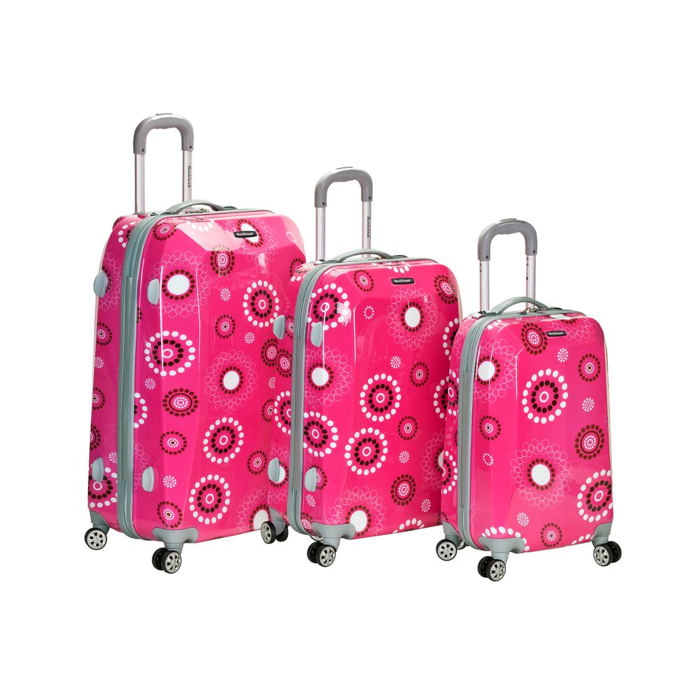 3Pc Vision Polycarbonate/Abs Luggage Set, Pink. Picture 1