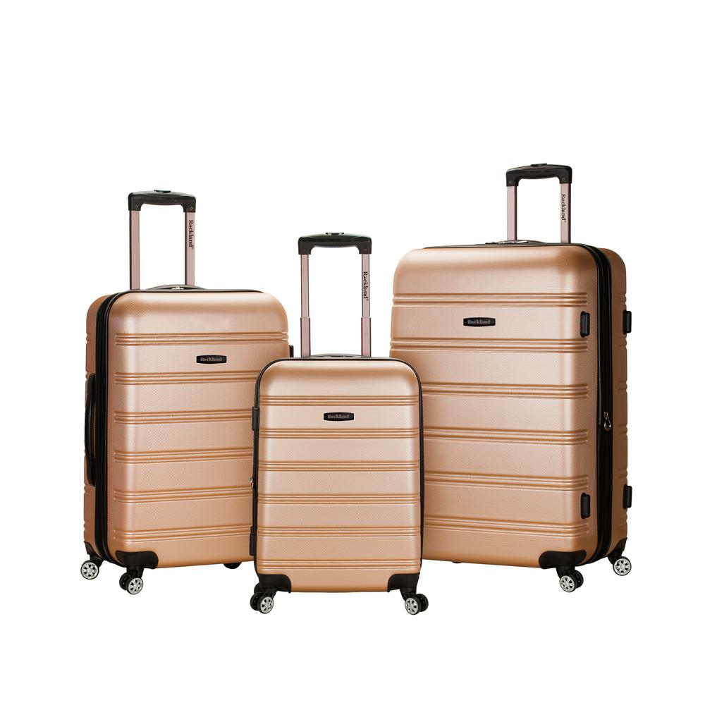 Melbourne 3 Pc Abs Luggage Set, Champagne. Picture 1