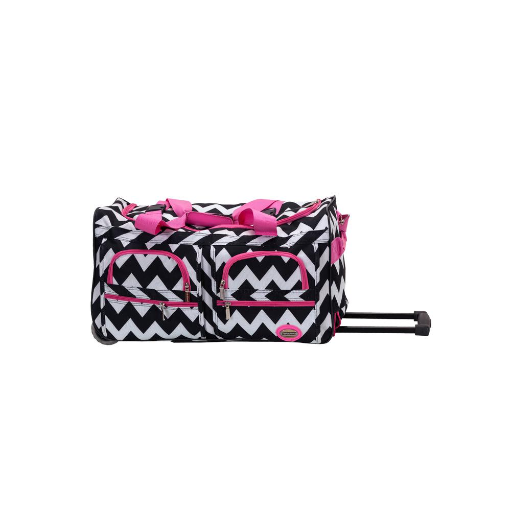 22" Rolling Duffle Bag, Pink Chevron. Picture 1