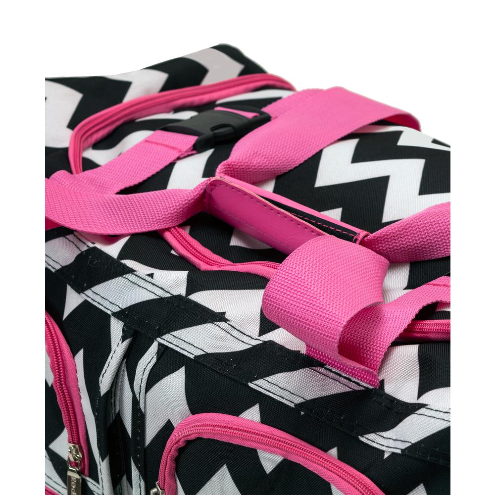 22" Rolling Duffle Bag, Pink Chevron. Picture 3