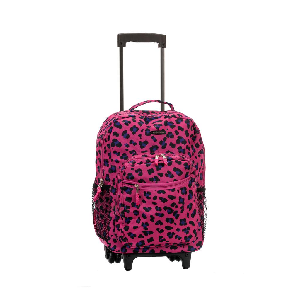 17" Rolling Backpack, Magentaleopard. Picture 1