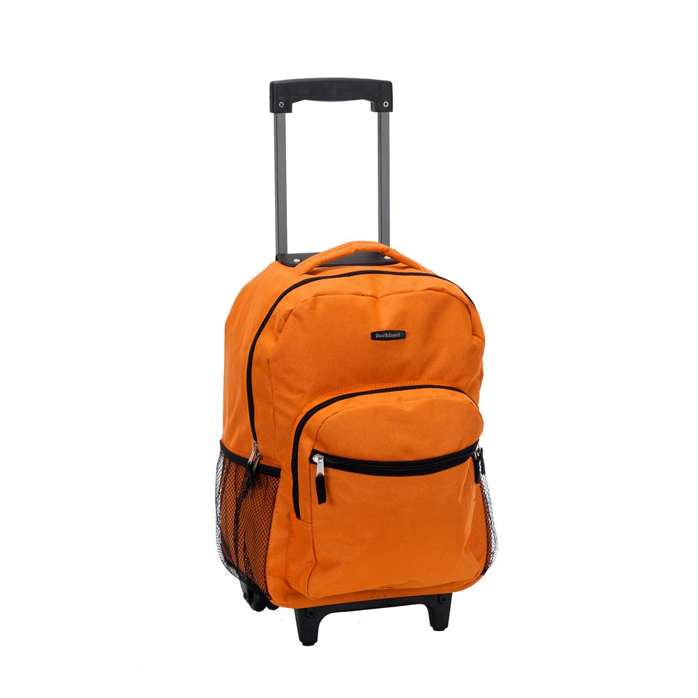 17" Rolling Backpack, Orange. Picture 1
