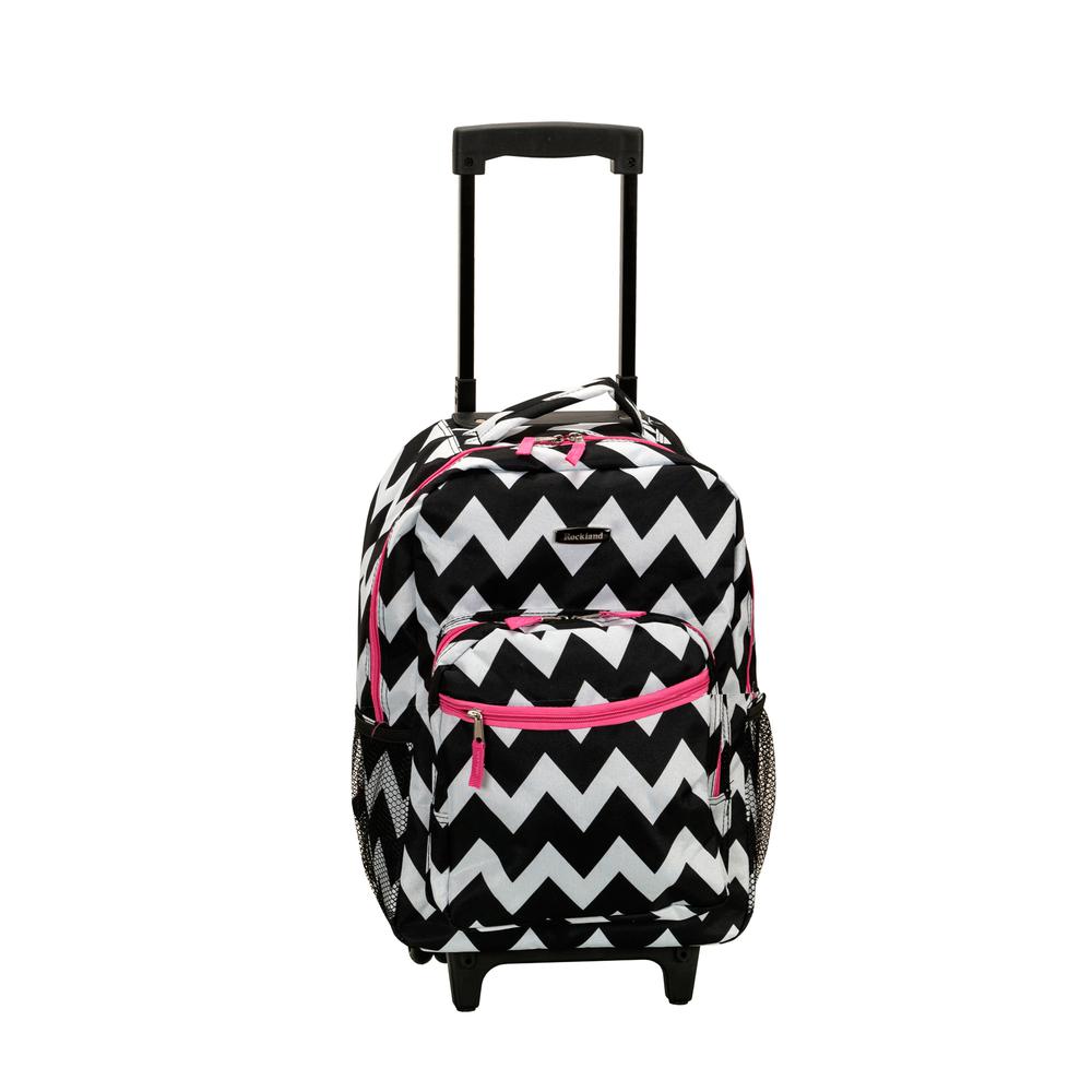 17" Rolling Backpack, Pinkchevron. Picture 1