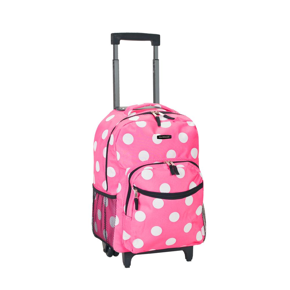 17" Rolling Backpack, Pinkdot. Picture 1