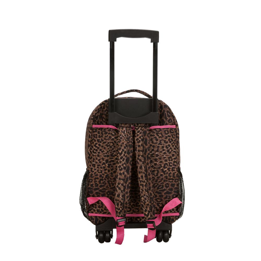 17" Rolling Backpack, Pink Leopard. Picture 2