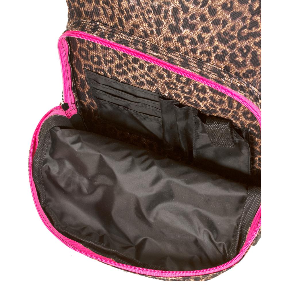 17" Rolling Backpack, Pink Leopard. Picture 3