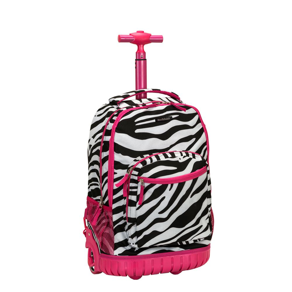 19" Rolling Backpack, Pinkzebra. Picture 1