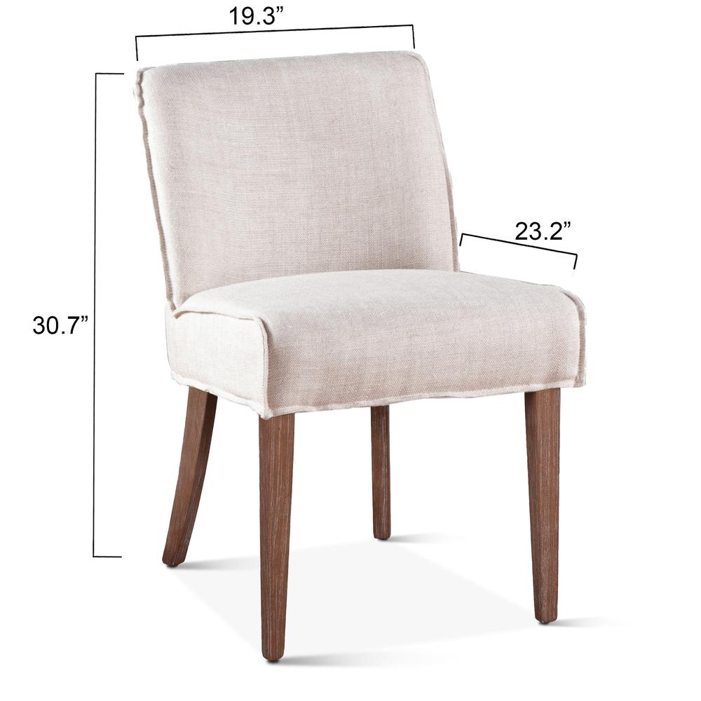 Avery Casual Off-White Linen Dining Chair - set of 2. Picture 4
