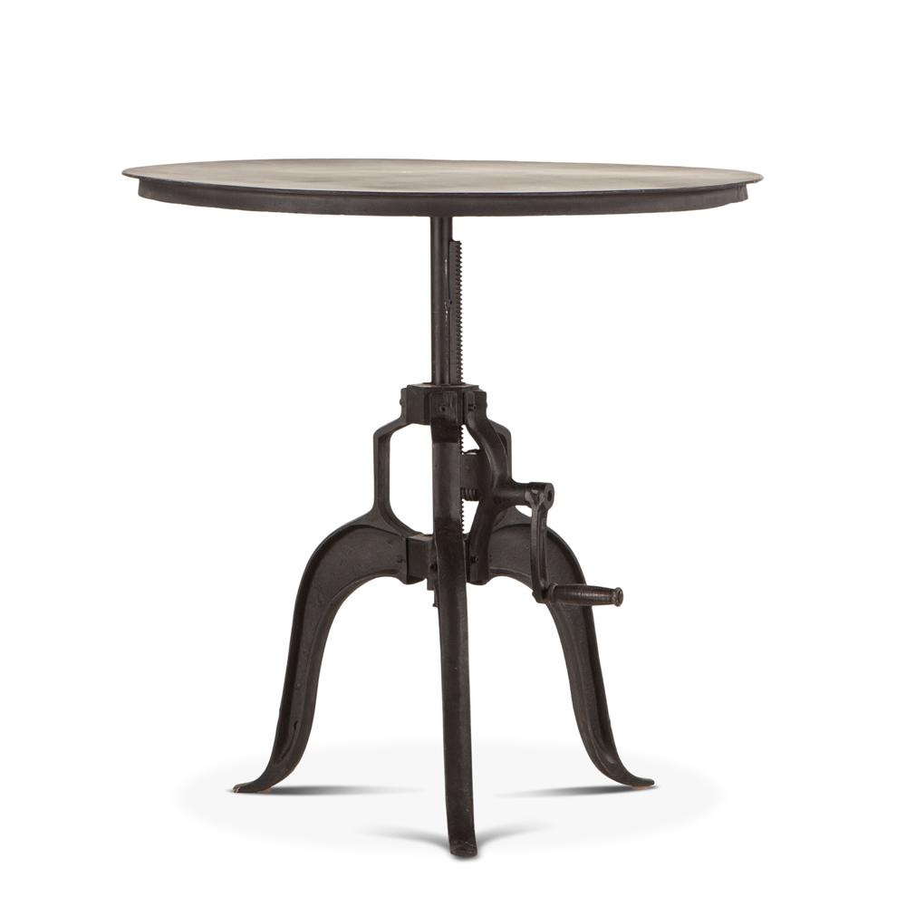 30-Inch Adjustable Crank Iron Side Table with Matte Black Finish, Belen Kox. Picture 1