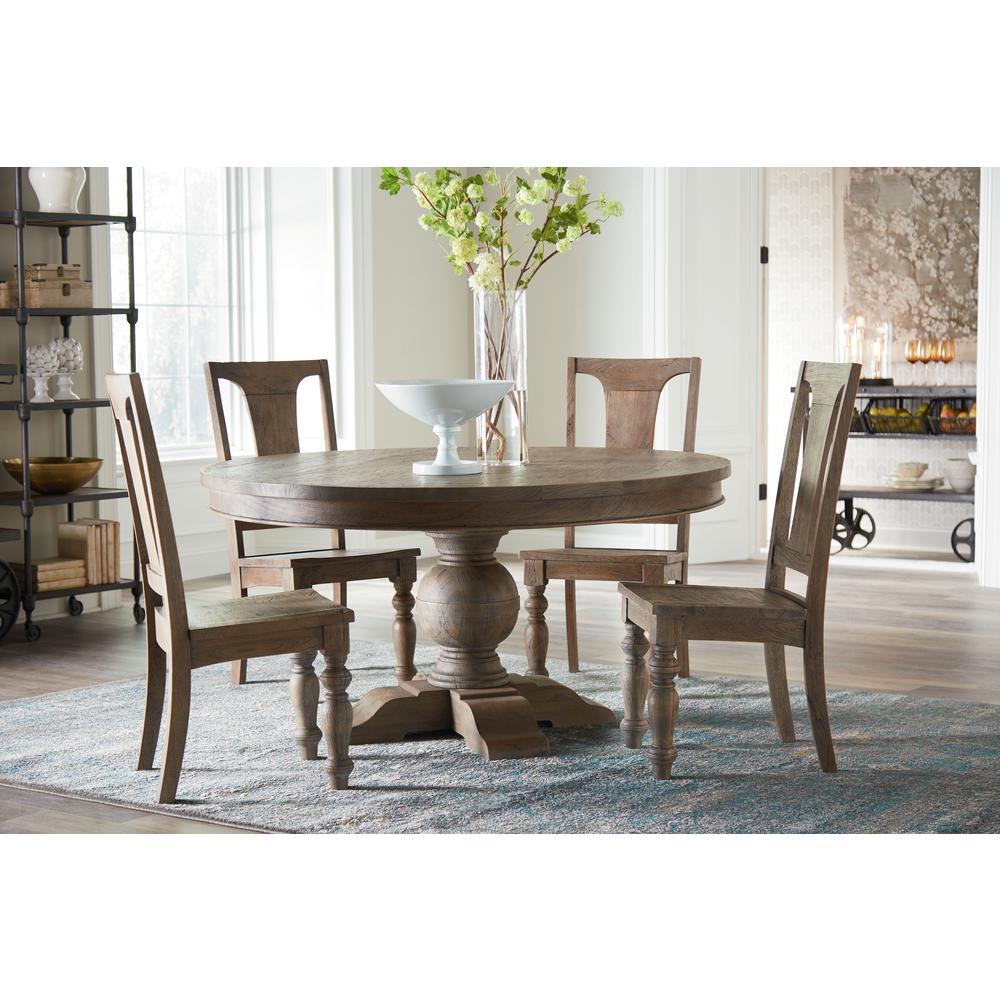60-Inch Round Dining Table in Weathered Teak Finish, Belen Kox. Picture 3