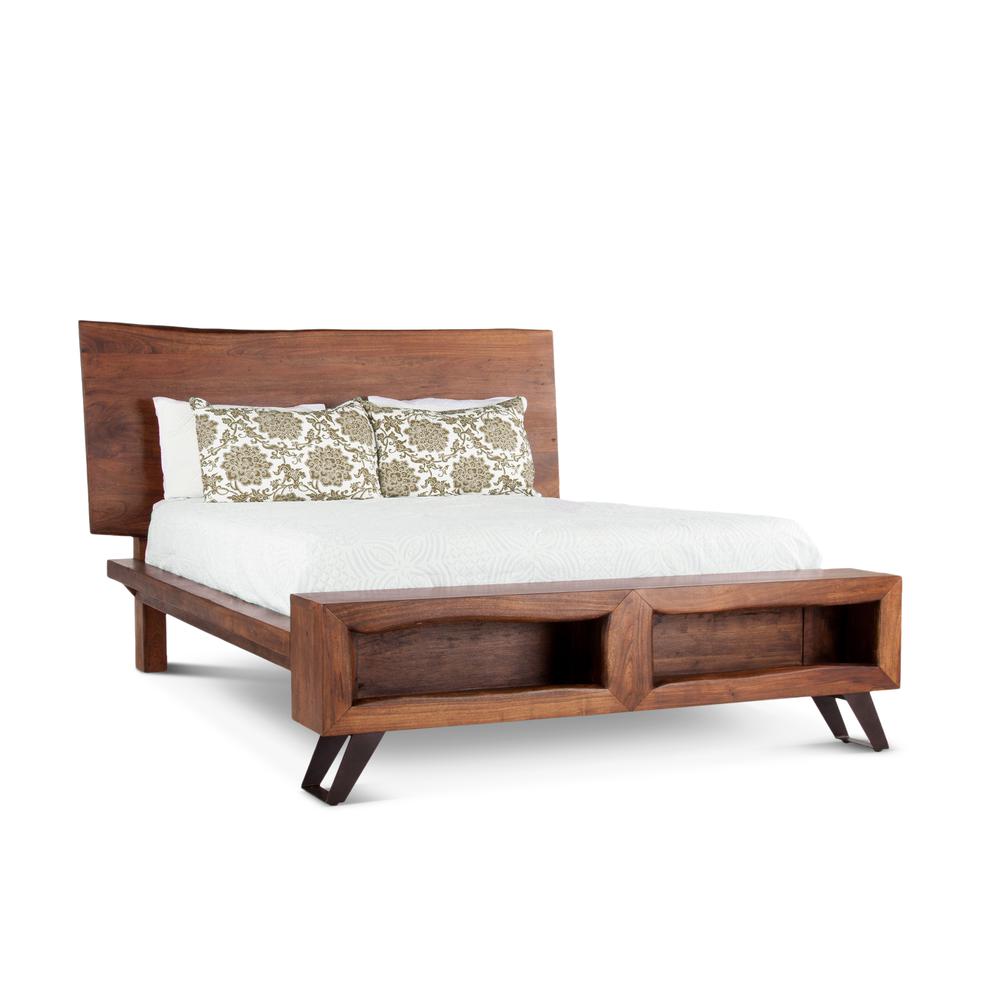 Nottingham Acacia Wood Live Edge King Bed in Walnut Finish. Picture 1
