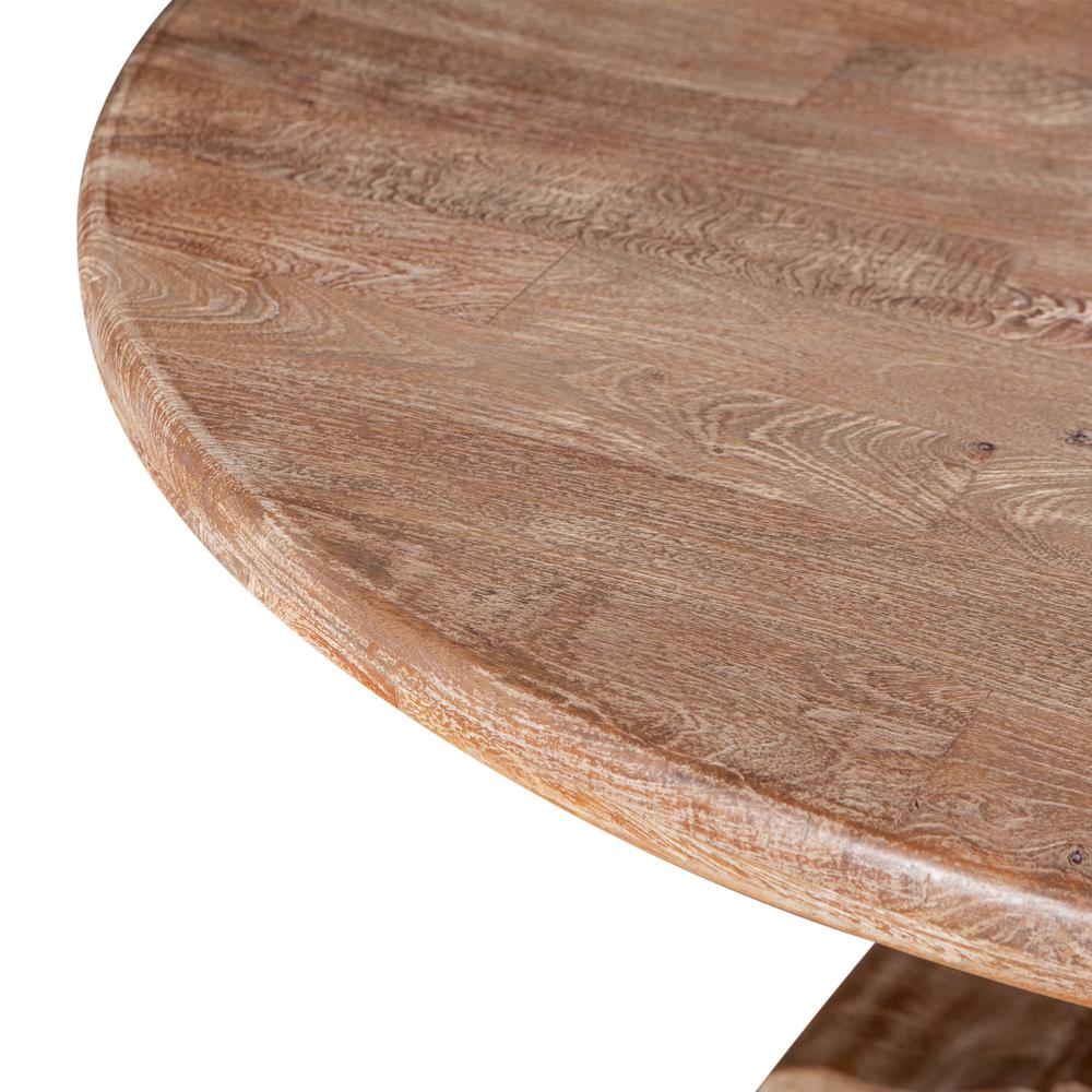 48-Inch Round Mango Wood Dining Table in Antique Oak Finish, Belen Kox. Picture 2