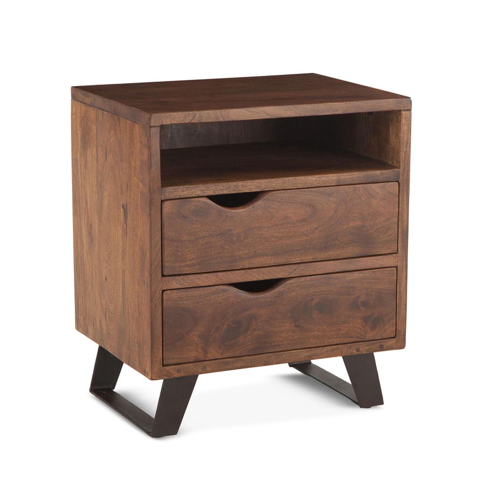 Nottingham 23-Inch Acacia Wood Night Chest in Walnut Finish. Picture 2
