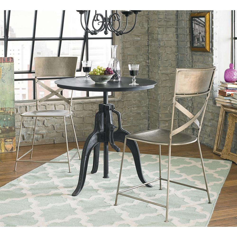 Artezia 36-Inch Adjustable Crank Iron Side Table with Matte Black Finish. Picture 8