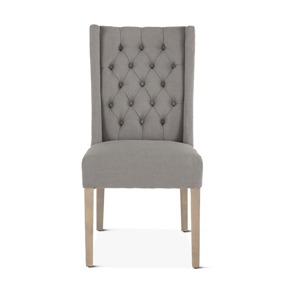 Chloe Oxford Gray Linen Dining Chairs, Set of 2. Picture 1