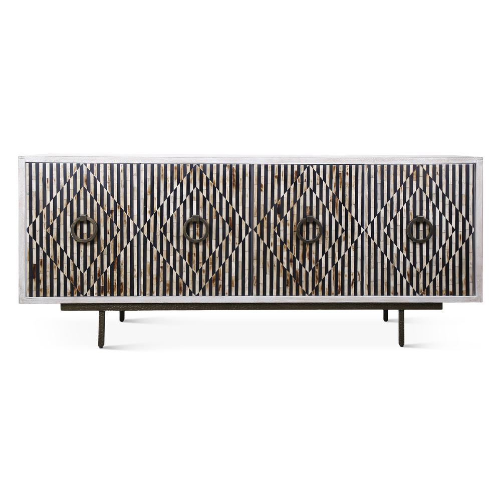 Alexandria 72" Sideboard with Bone, Horn, Wood Inlay on Metal Base. Picture 11