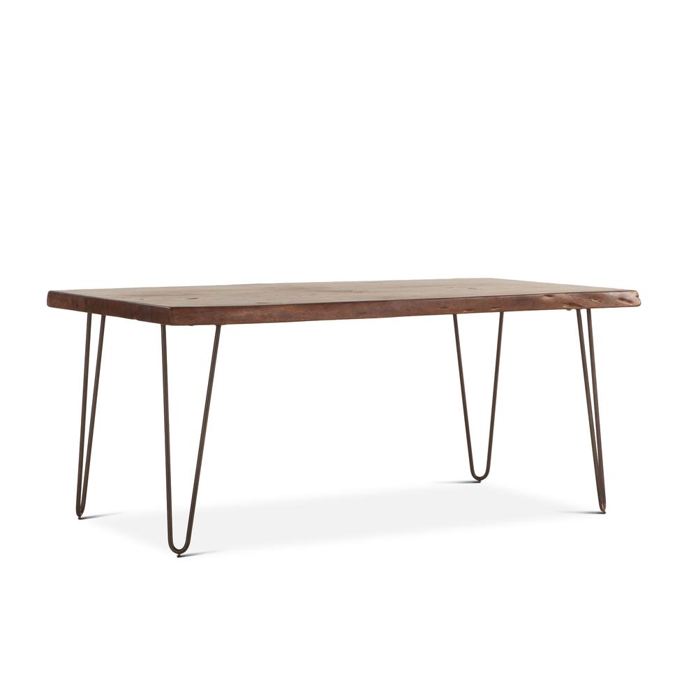 Grandby 68-Inch Acacia Wood Live Edge Dining Table in Walnut Finish. Picture 1