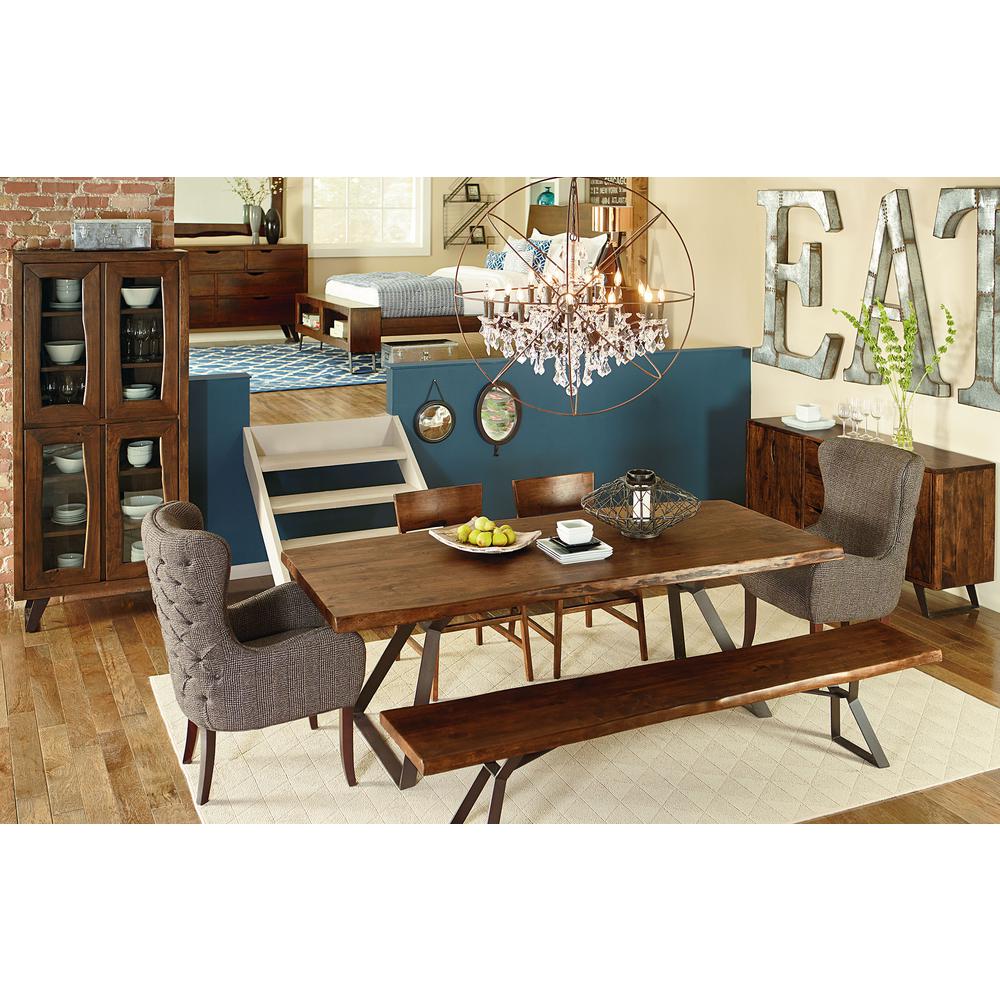 Nottingham 72-Inch Acacia Wood Live Edge Dining Bench in Walnut Finish. Picture 41