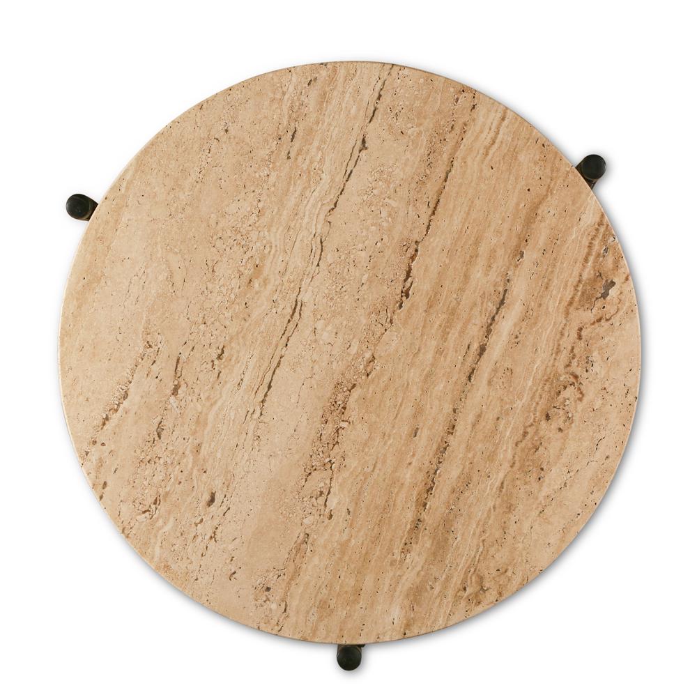 Charleston 18" Side Table in Travertine Stone and Iron. Picture 6