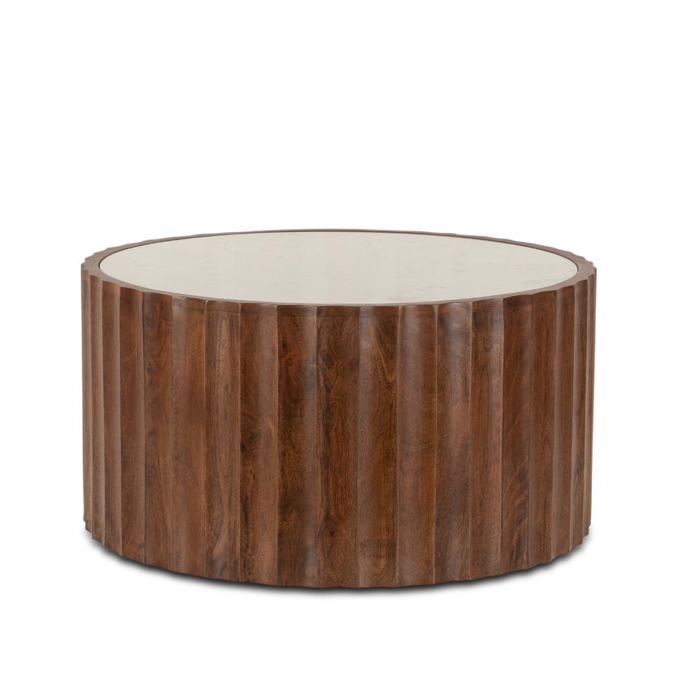 Lisbon Modern White Marble Coffee Table in Matte Brown. Picture 1