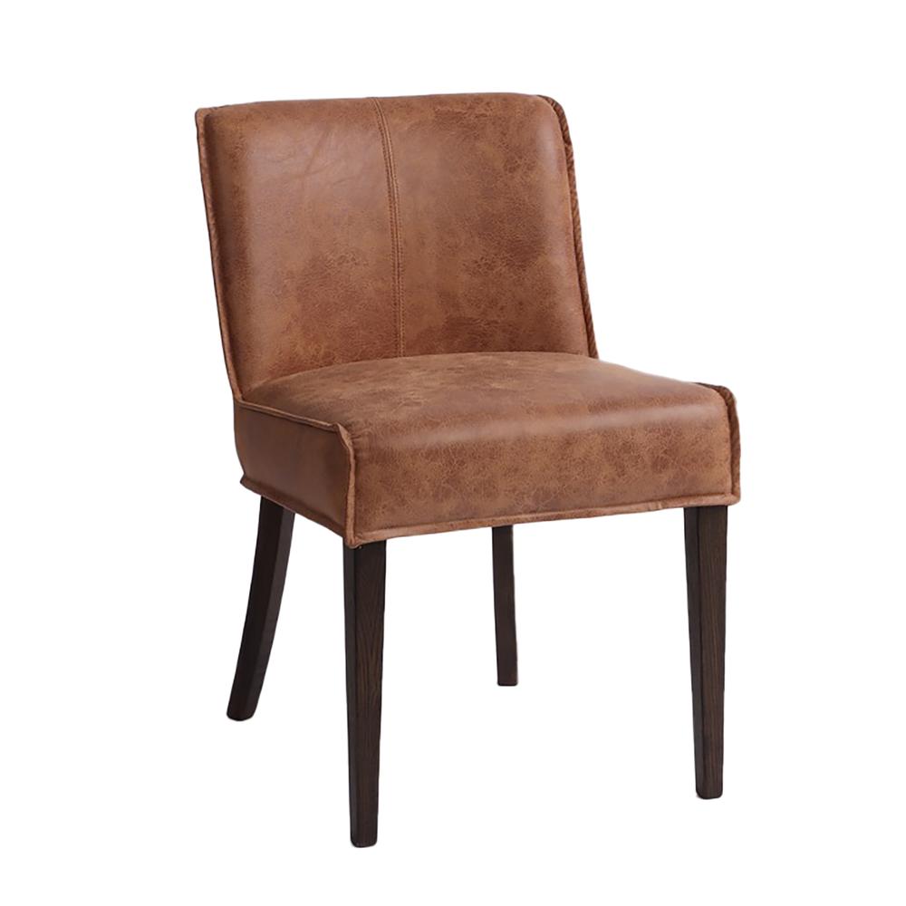 Avery Dining Chair in Tan Leather with Matte Brown Legs - set of 2. Picture 1