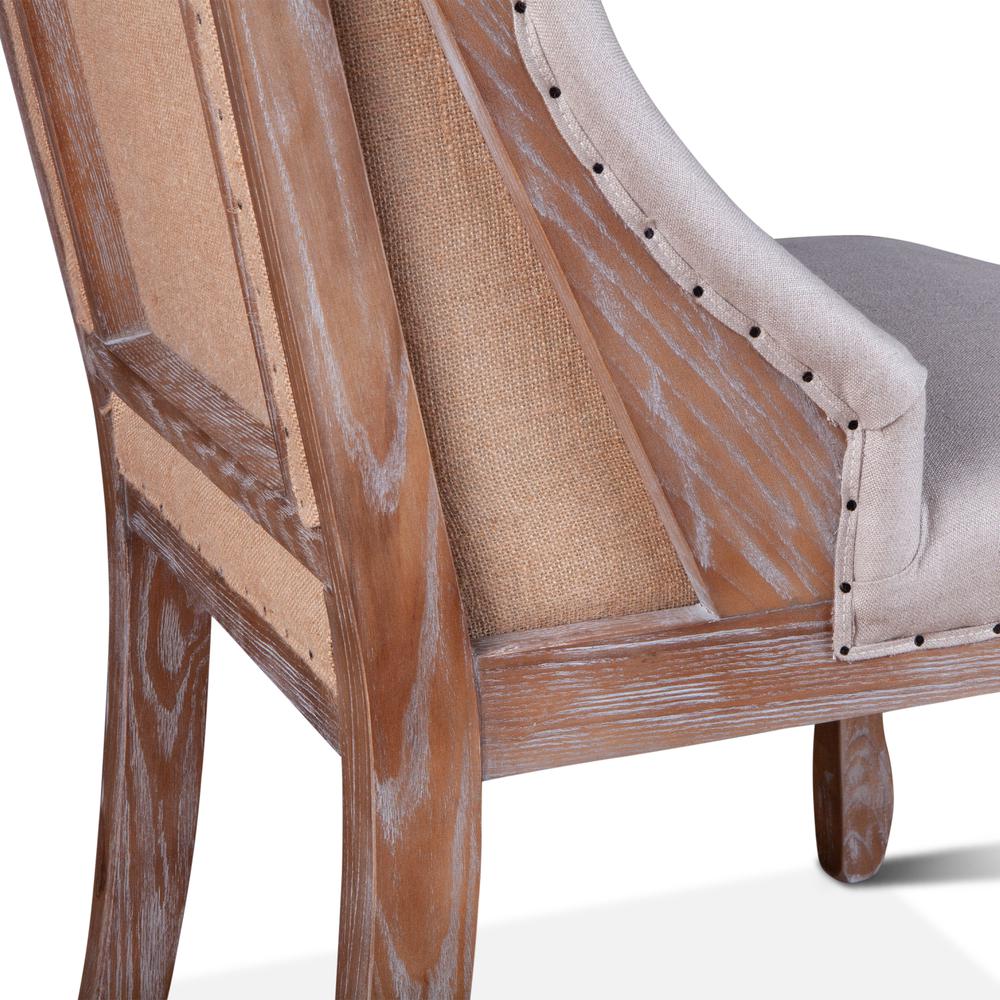 Portia Off-White Tufted Linen Dining Chair. Picture 7