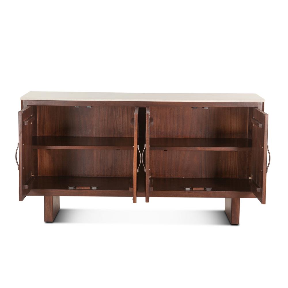 Positano 68in Mango Wood and White Marble Sideboard. Picture 6
