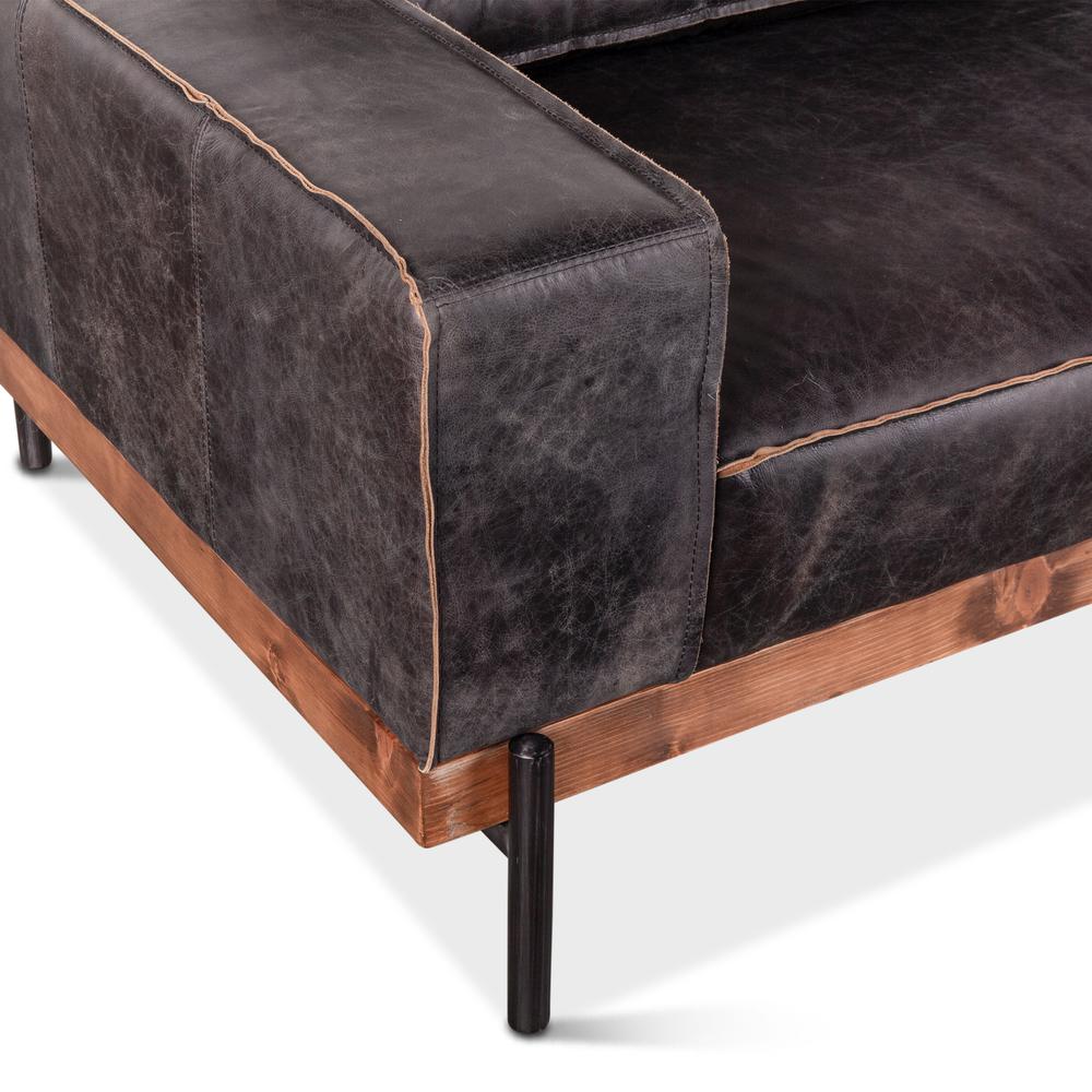 Chiavari Distressed Antique Ebony Leather Sofa. Picture 4