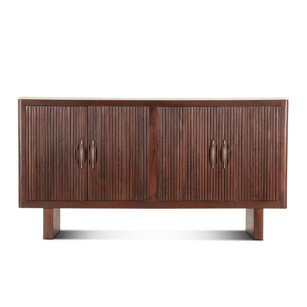 Positano 68in Mango Wood and White Marble Sideboard. Picture 1
