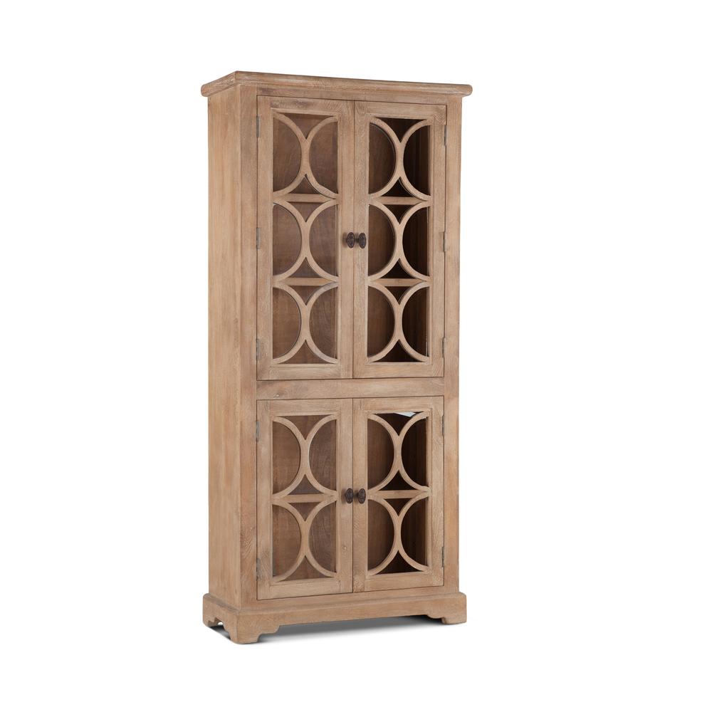 Pengrove 38-Inch Wide Mango Wood Cabinet with Carved Lattice Work Doors. Picture 1