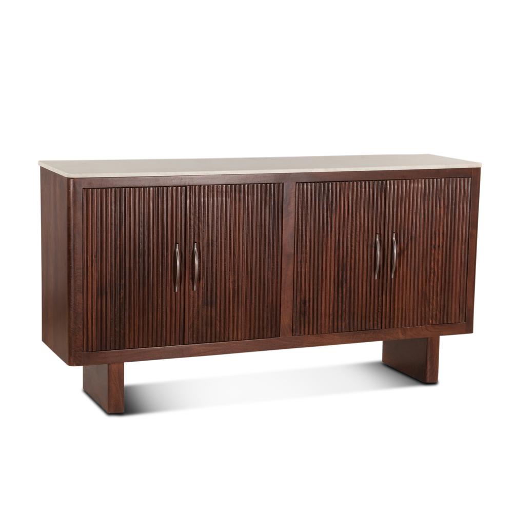 Positano 68in Mango Wood and White Marble Sideboard. Picture 4